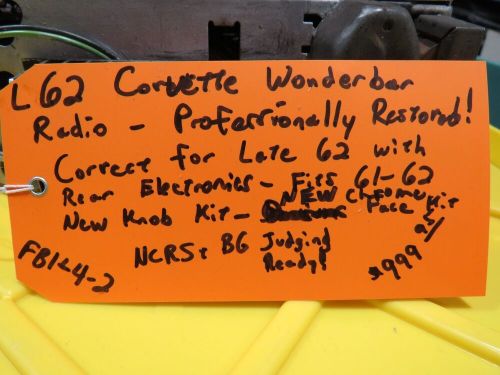 L62 corvette wonderbar radio--original delco gm-w/knobs-prof restored--ncrs!