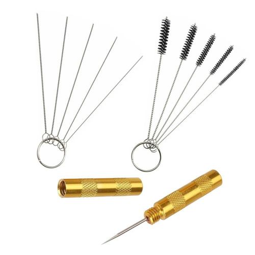 Airbrush cleaning needles and carburetor brushes for automotive repair