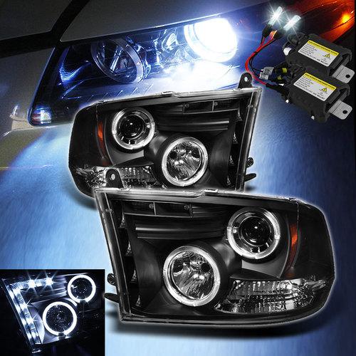 Slim 6000k xenon hid+09-13 ram 2x halo led projector headlights head lights set