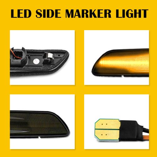 Sequential smoke lens led front bumper side marker light for 03-07 infiniti g35