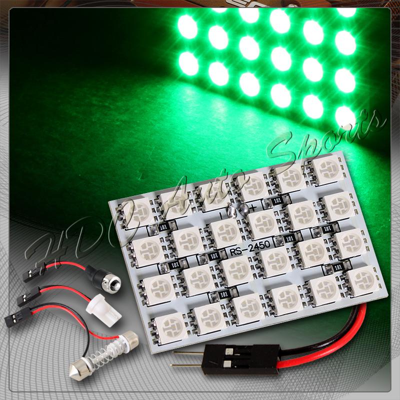 Universal t10/festoon/ba9s12 smd led interior dome / map light bulb panel-green