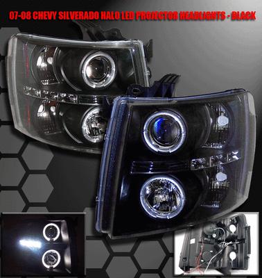 2007-2012 chevy silverado halo led projector headlight black 2008 2009 2010 2011