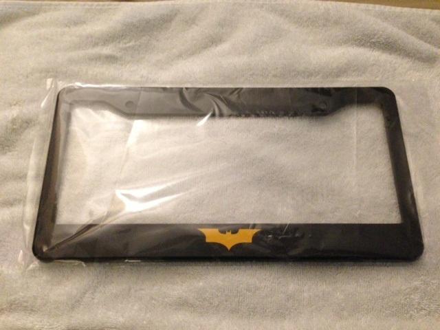 "dark knight " black w yellow license plate frame new batman batmobile qty 2