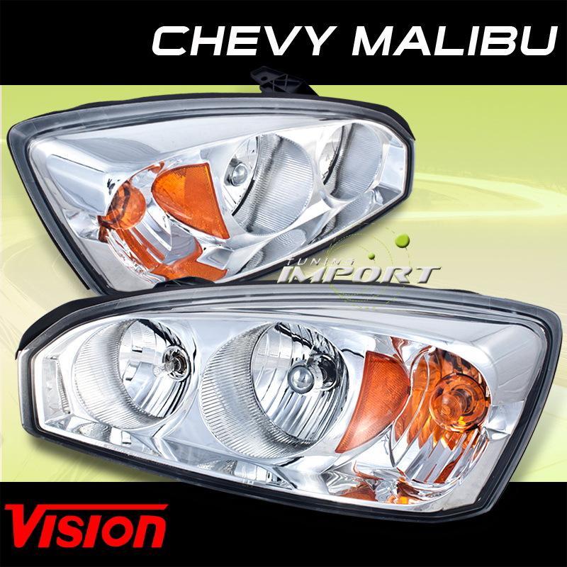 Vision chevy 04-07 malibu black pair replacement headlamp amber reflector combo