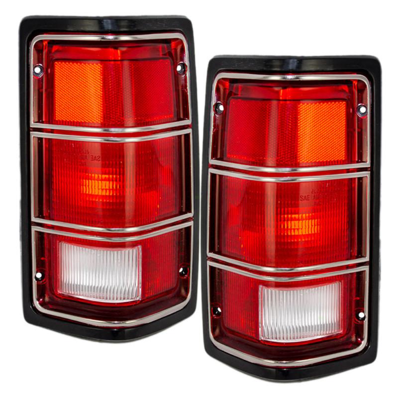 New pair set taillight taillamp lens housing w/ chrome dot dodge pickup truck