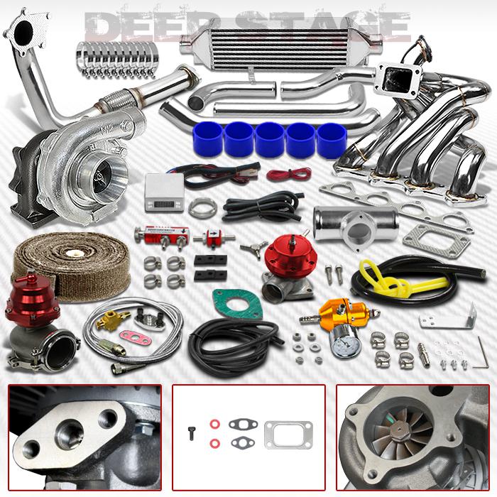 T04e t3/t4 13pc turbo kit w/intercooler+top mount manifold b16/b18 civic integra