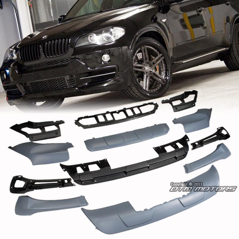 2007-2010 bmw x5 e70 ready to paint aerodynamic body front + rear bumper lip kit