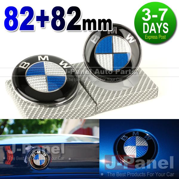 Bmw e32 e36 e38 e60 e61 f01 f02 blue carbon fiber front hood rear trunk emblem