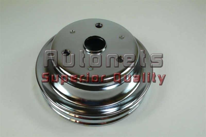 Chrome steel sbc chevy 69-85 crankshaft pulley double groove long water pump