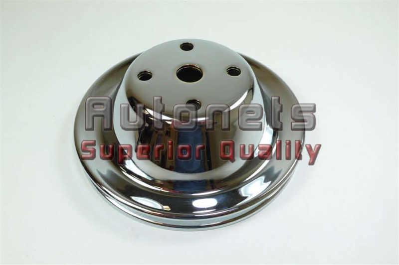 Chrome steel small block chevy 69-85 lwp long water pulley single groove