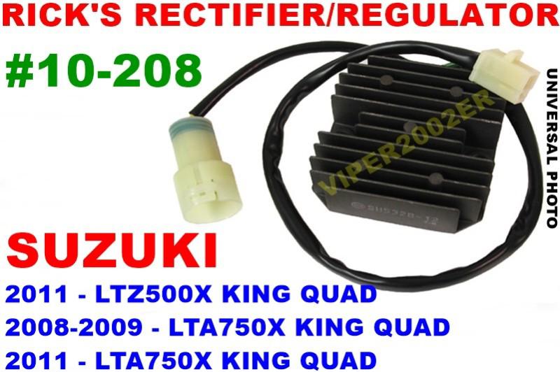 Rick's rectifier regulator suzuki 11 ltz500x king quad & 08,09,11 lta750x 10-208