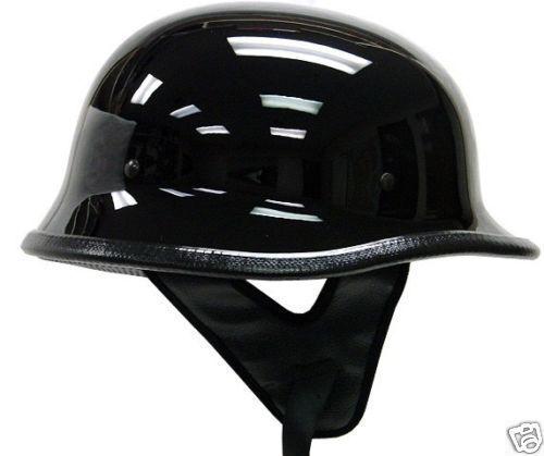 German gloss black motorcycle half helmet chopper street biker dot~l/large