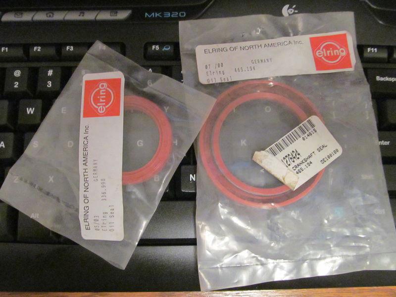 Elring volvo b23/b230 camshaft seal 336.998 &  crankshaft seal 465.194/1276424