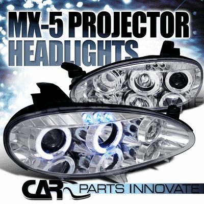 Mazda 01-05 miata mx5 led halo projector headlights lamp chrome