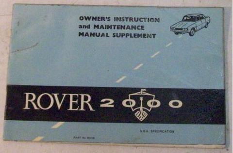 Rover 2000 owner manual supplemental original