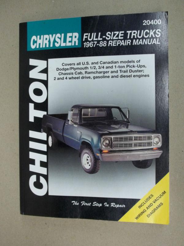 Chilton book chrysler 1967 - 1988  full-size truck repair manual 