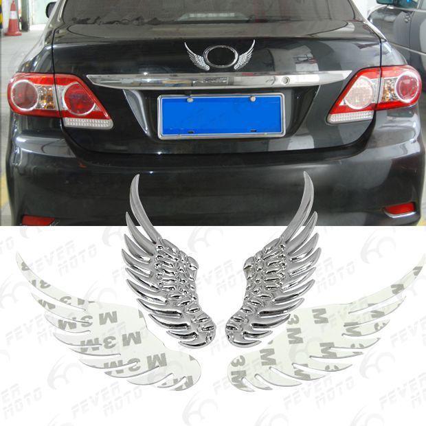 Fm universal fit for cars trunk decoration silver angle wings rear front hot