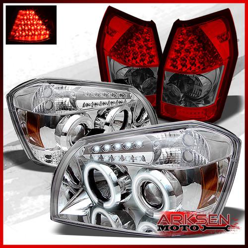 05-07 magnum clear dual halo projector headlights+red smoked led tail lights