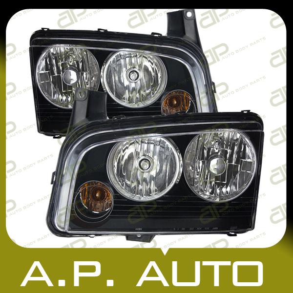 Pair head light lamp assembly 08-10 dodge charger halogen type lh+rh new