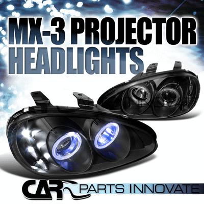 Mazda 92-96 mx3 jdm led halo projector headlights lamp black