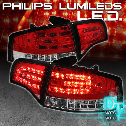 05-08 audi a4/s4/rs4 b7 4dr sedan philips-led perform red clear tail lights lamp