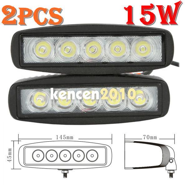 2x black 15w led work light offroad fog lamp 12v 24v suv car truck 4wd 4x4 awd