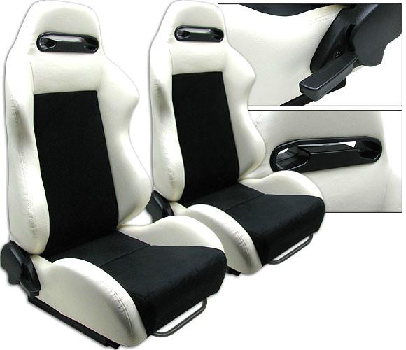 New 2 white & black racing seats reclinable w/ slider all chevrolet ****