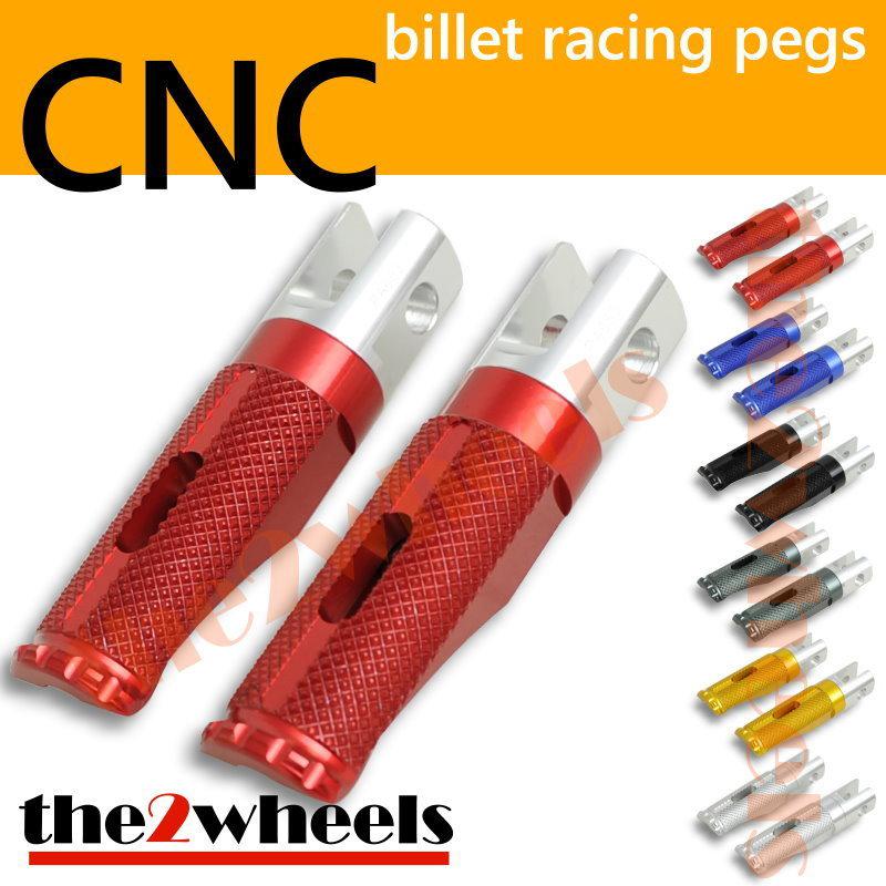 Cnc billet racing front foot pegs rests suzuki gsxr750 99-05 red