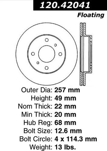 Centric-power slot 127.42041r stoptech sport rotors