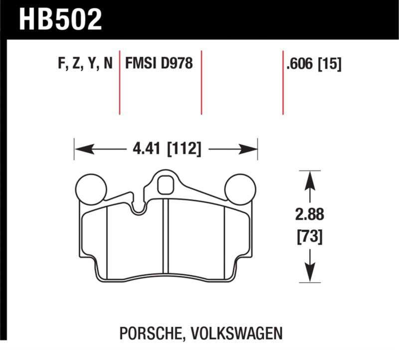 Hawk performance hb502z.606 disc brake pad cayenne q7 q7 (canadian) touareg