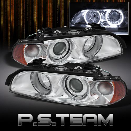 97-03 bmw e39 5 series dual halo projector chrome headlights lamps left+right