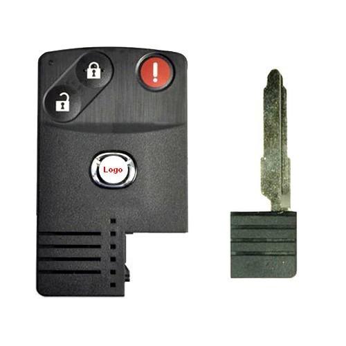 Mazda 2 + panic 3 buttons keyless smart remote key case shell with key blank