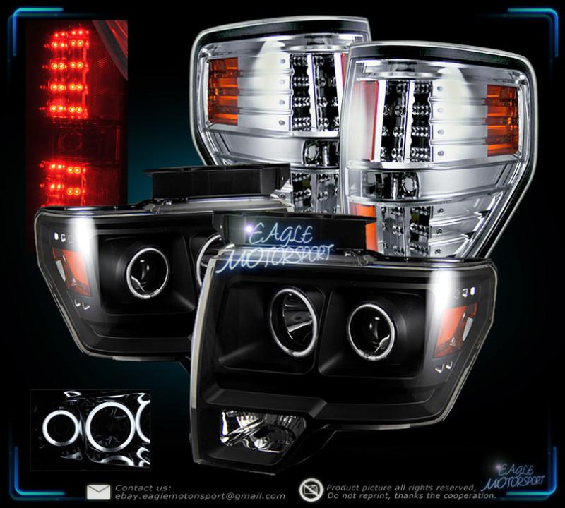 2009-2010 f150 black ccfl halo headlights/smoke led tail lamp