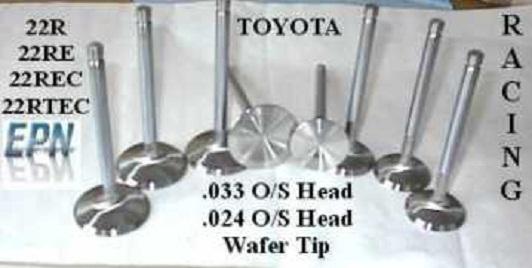 22r  22re toyota stainless  forged h/p  oversize valves, 1.803" &  1.481" 81-95