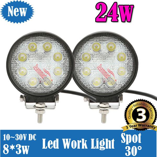 Pair 24w high power led work light/led spot light for mine/off-road boat suv car