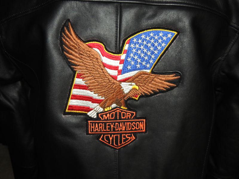 Quality leather jacket with harley davidson eagle medium must see nwot