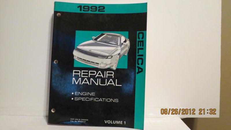 1992  toyota celica repair manual factory repair manual  volume 1