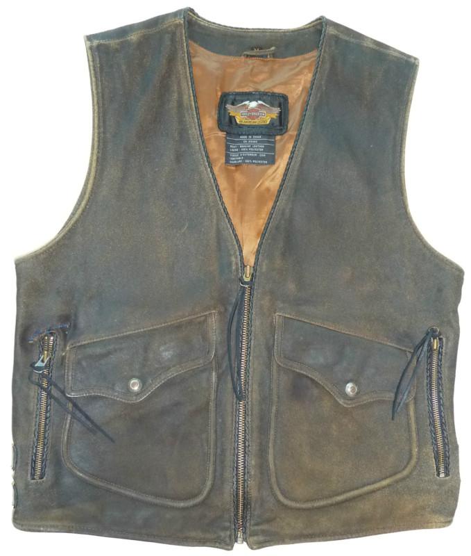 Harley davidson billings distressed brown leather medium vest