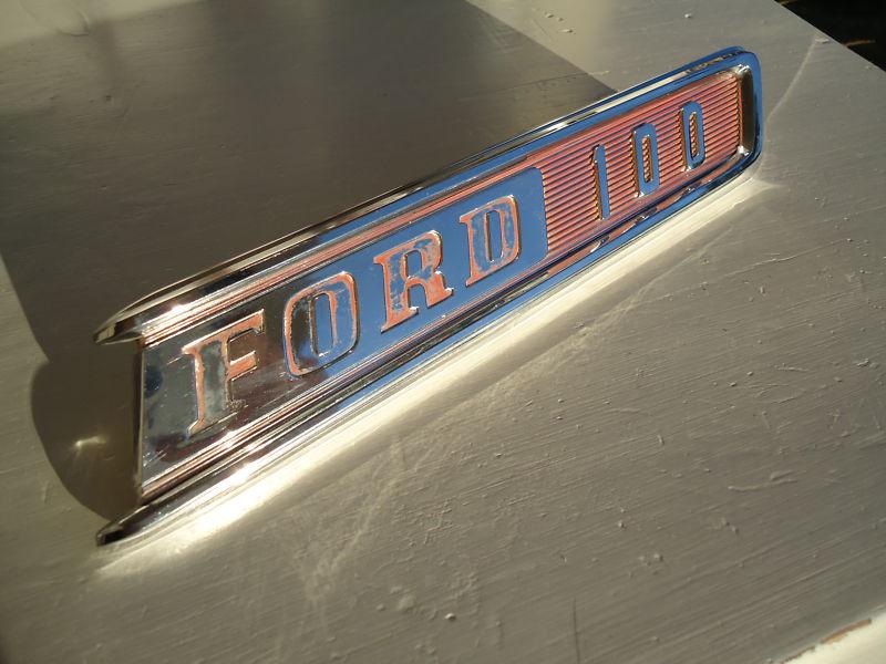 Vintage "ford 100 pick-up truck fender emblem" chrome, look!
