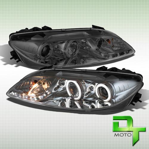 Smoked 03-06 mazda 6 mazda6 halo projector headlights w/daytime drl led lights