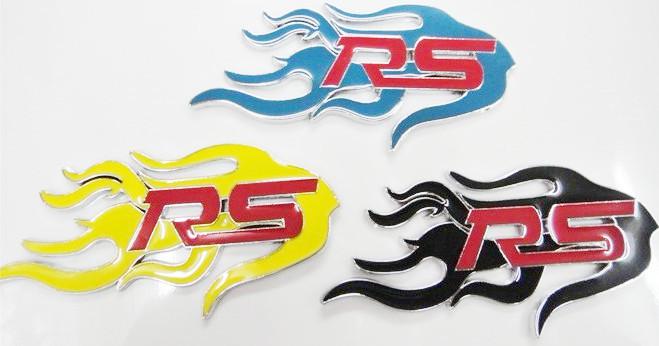 Car metal badge emblem rs flame-3d flag