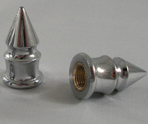 2 chrome "impaler spike" tire valve stem caps for harley davidson wheel rims 