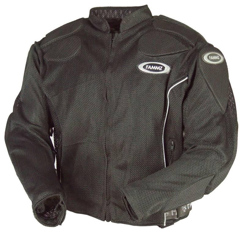 Mesh fammz textile riding racing jacket motorcycle bike rear zipper black s40  