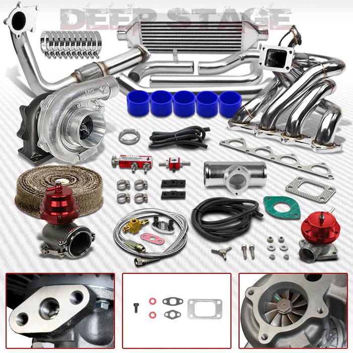 T04e t3/t4 11pc turbo kit w/intercooler+top mount manifold b16/b18 civic integra