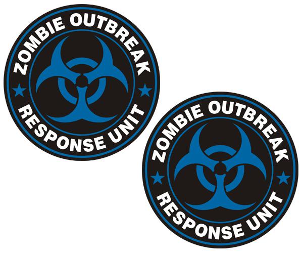 Zombie outbreak response unit decal set 4"x4" blue control team sticker zu1