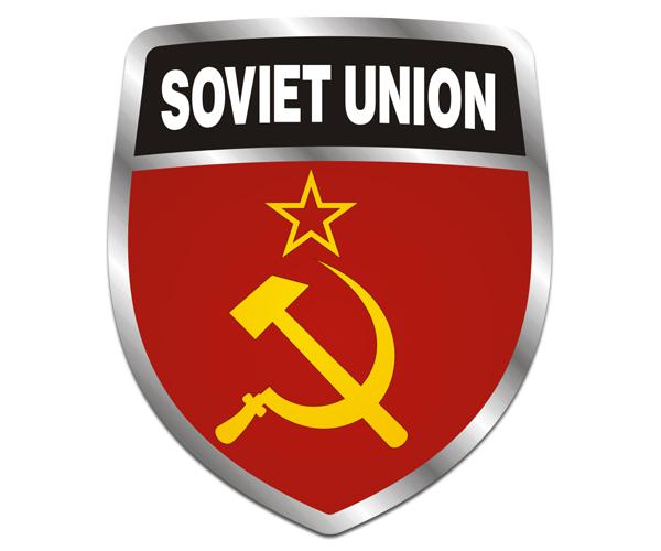 Soviet union flag shield decal 5"x4.3" russia russian vinyl sticker zu1