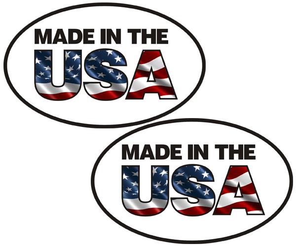 Made in the usa oval decal set 4"x2.5" old glory american flag vinyl sticker zu1