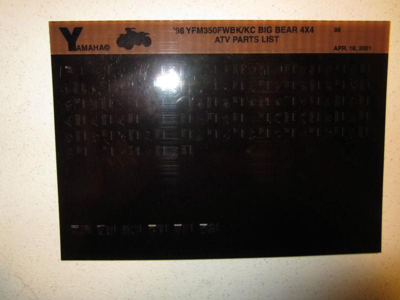 1998 yamaha atv yfm350fwbk kc big bear 4x4 microfiche parts catalog yfm 350 fwbk