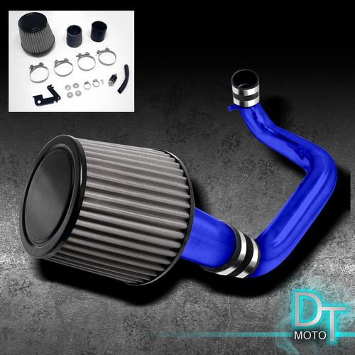 Stainless washable cone filter + cold air intake 01-05 civic dx lx blue aluminum