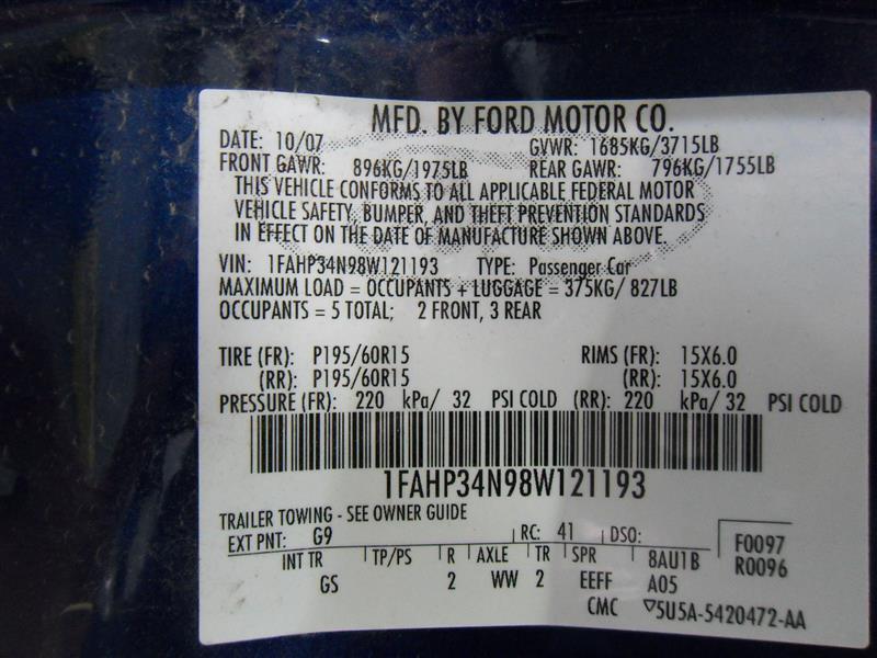 08 focus speedometer cluster mph id 8s4t-10849-de thru dm 107352